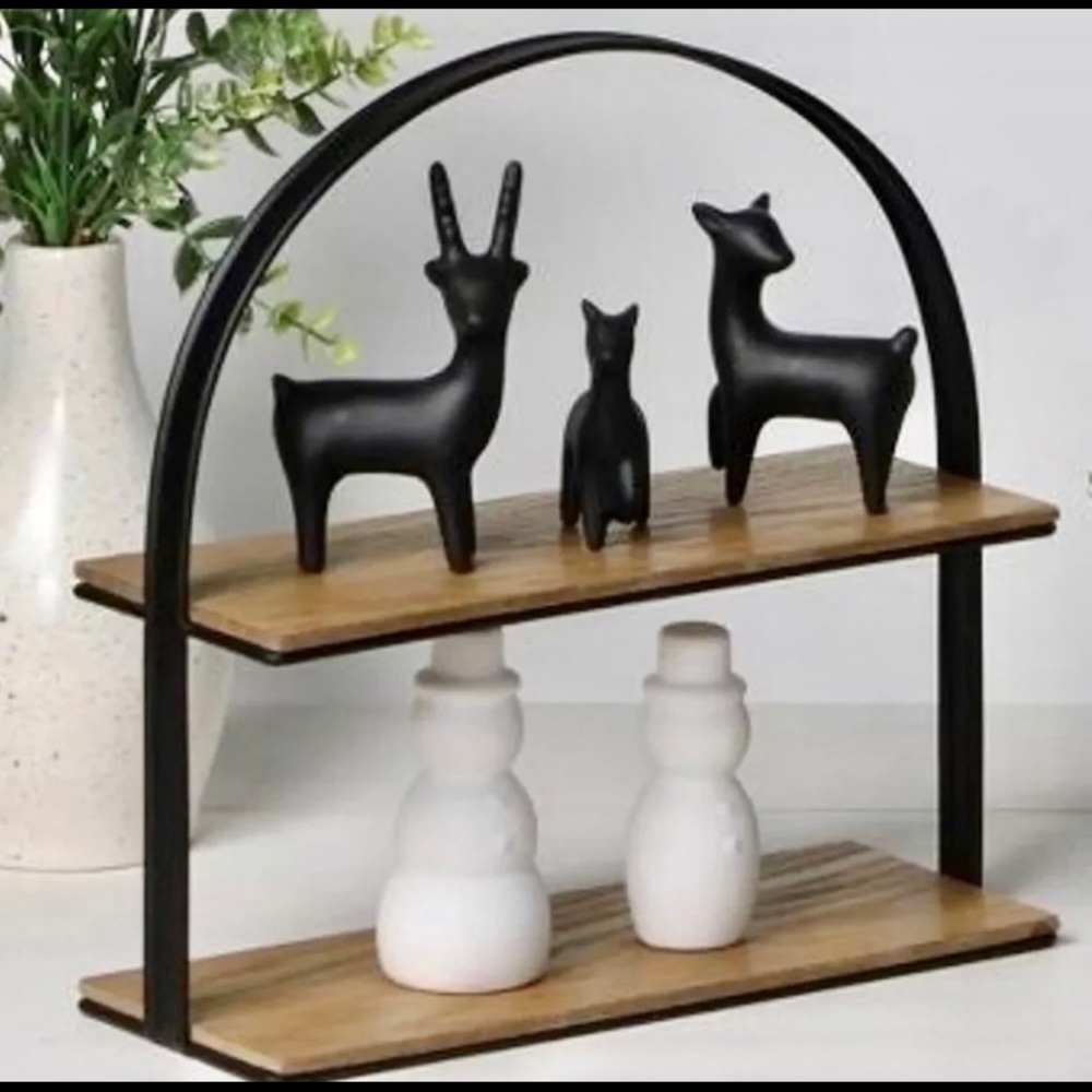 TARGET BULLSEYE RUSTIC WOOD & METAL 2 TIERED TRAY - Picture 2 of 2